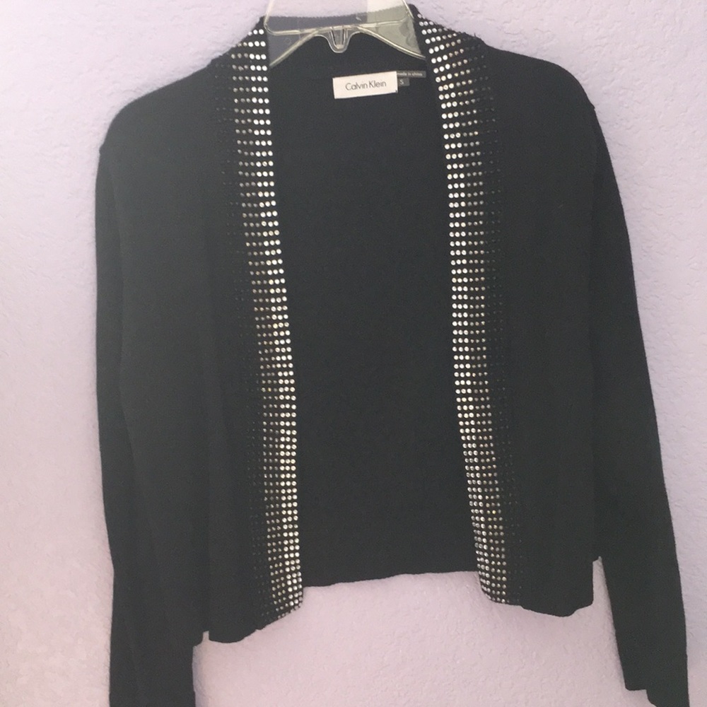 ⭐️ NWOT Calvin Klein Black Rhinestone Trim Shrug